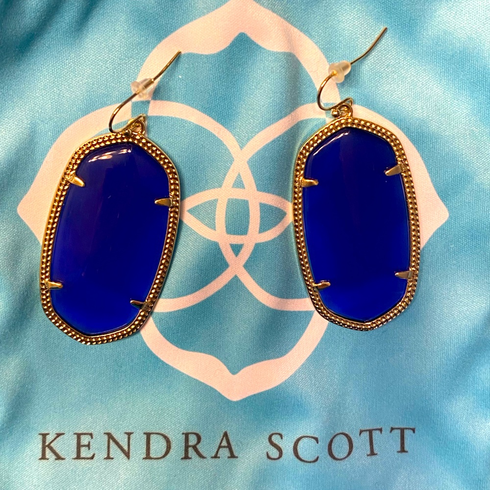 Kendra Scott Elle Gold Drop Earrings Royal Blue